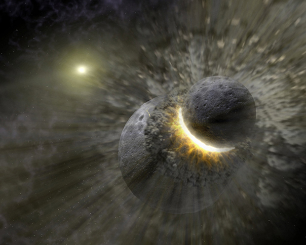 Violent Impact That Created Moon Mixed Lunar and Earth Rocks